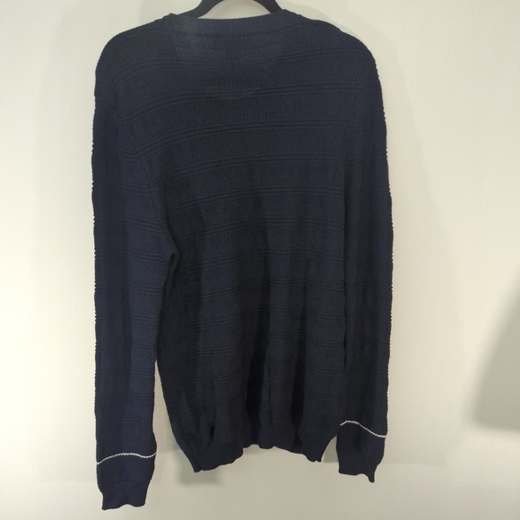 Bloomingdales Mens Textured Crew Neck Pullover Sweater Navy Blue Size M - Picture 5 of 7